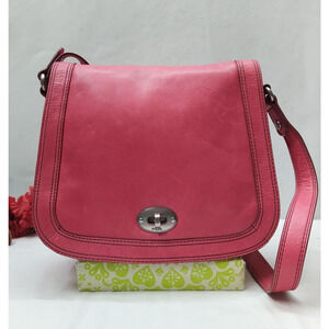 Fossil Red Leather Turnlock Flap Closure Crossbody Bag